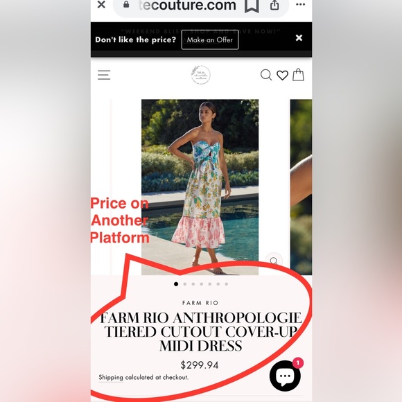 🆕NWT #265 Farm Rio Tiered Cutout Cover Up Midi Dress Women Cotton Tropical, Sm. - Picture 15 of 15